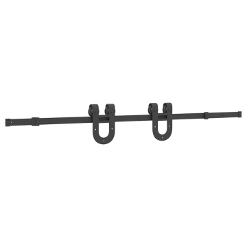 Set feronerie pentru ușă glisantă, negru, 183 cm, oțel - Img 4