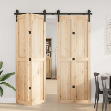 Set feronerie pentru ușă glisantă, negru, 183 cm, oțel - Img 3