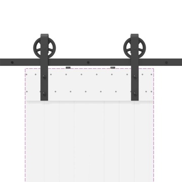 Set feronerie pentru ușă glisantă, negru, 183 cm, oțel - Img 7