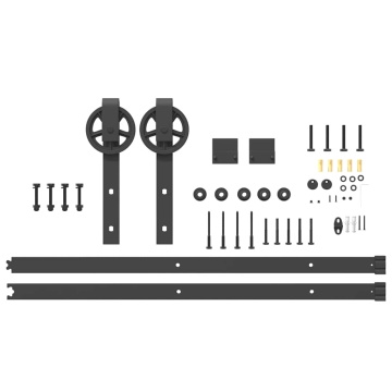 Set feronerie pentru ușă glisantă, negru, 183 cm, oțel - Img 8