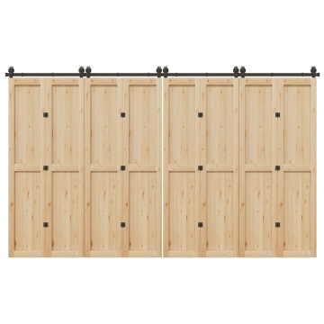 Set feronerie pentru ușă glisantă, negru, 183 cm, oțel - Img 1