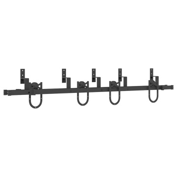 Set feronerie pentru ușă glisantă, negru, 183 cm, oțel - Img 2