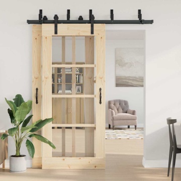 Set feronerie pentru ușă glisantă, negru, 183 cm, oțel - Img 3
