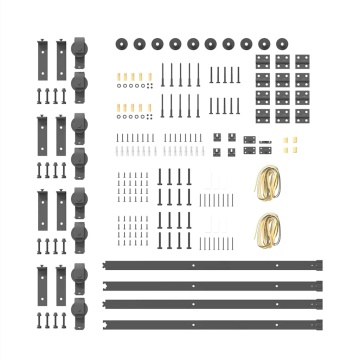 Set feronerie pentru ușă glisantă, negru, 183 cm, oțel - Img 6