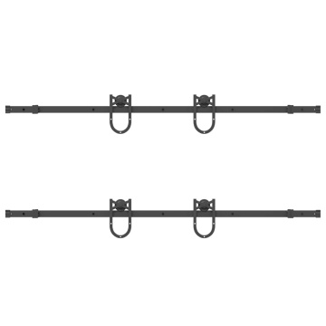 Set feronerie pentru ușă glisantă, negru, 183 cm, oțel - Img 8