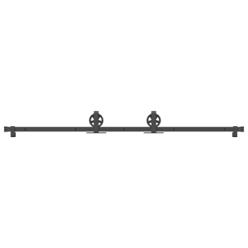 Set feronerie pentru uși glisante, negru, 200 cm, oțel - Img 2