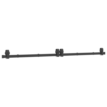 Set feronerie pentru uși glisante, negru, 200 cm, oțel - Img 2