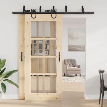Set feronerie pentru uși glisante, negru, 200 cm, oțel - Img 3