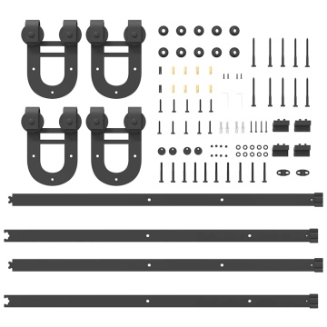 Set feronerie pentru uși glisante, negru, 200 cm, oțel - Img 7