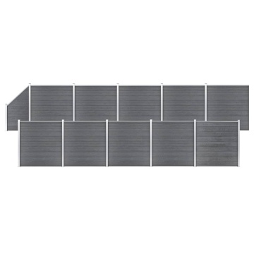 Set gard din WPC, 10 buc. pătrate + 1 oblică, 1830x186 cm, gri - Img 1