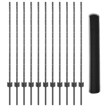 Set Gard Grădină Set de 2 Gri Oțel Vopsit Electrostatic - Img 2