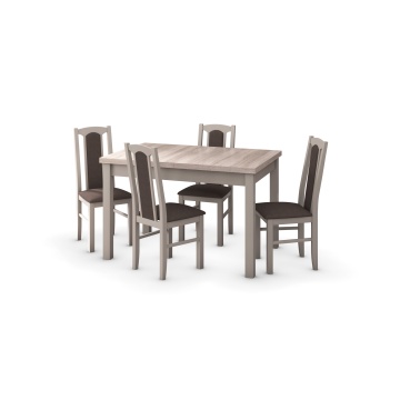 Set masa extensibila 120x150cm cu 4 scaune tapitate, mb-13 max5 si s-37 boss7 s6, sonoma, lemn masiv de fag, stofa - Img 2