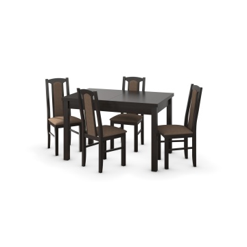 Set masa extensibila 120x150cm cu 4 scaune tapitate, mb-13 max5 si s-37 boss7 w15, wenge, lemn masiv, stofa - Img 2