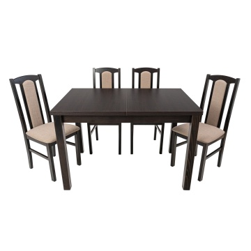 Set masa extensibila 120x150cm cu 4 scaune tapitate, mb-13 max5 si s-37 boss7 w30b, wenge, lemn masiv, stofa - Img 2