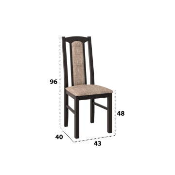 Set masa extensibila Kan 100x135 cm, lemn masiv, culoare wenge, blat din mdf cu 4 scaune tapitate S-37 Boss7 w2, stofa - Img 4