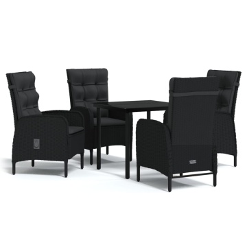 Set masă pentru grădină, 5 piese, cu perne, negru - Img 2