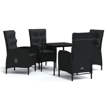 Set masă pentru grădină, 5 piese, cu perne, negru - Img 2