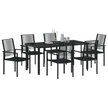 Set masă pentru grădină cu 7 piese Negru Rattan PVC - Img 3