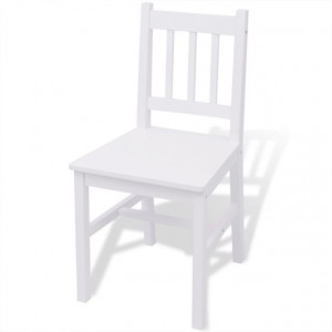 Set masă și scaune din lemn de pin, 7 piese, alb - Img 2