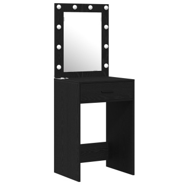 Set masă toaletă cu LED, 2 piese, negru, lemn prelucrat - Img 4
