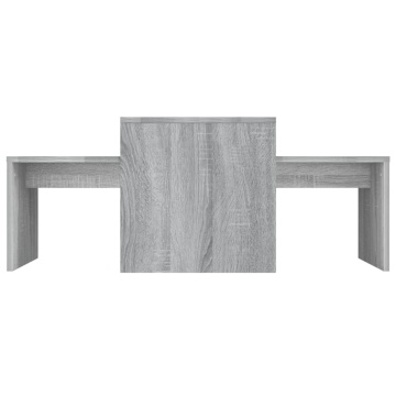 Set măsuță de cafea, gri sonoma, 100x48x40 cm, lemn prelucrat - Img 4
