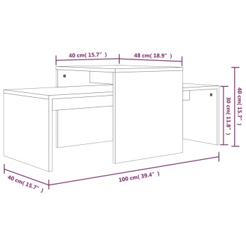 Set măsuță de cafea stejar fumuriu 100x48x40 cm lemn prelucrat - Img 6