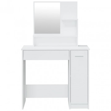 Set măsuță de toaletă, alb extralucios, 86,5x35x136 cm - Img 5
