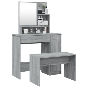 Set măsuță de toaletă, gri sonoma, 86,5x35x136 cm - Img 3
