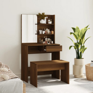 Set măsuță de toaletă, stejar maro, 74,5x40x141 cm - Img 1