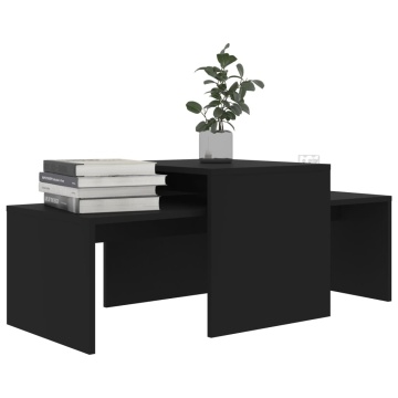 Set măsuțe de cafea, negru, 100x48x40 cm, PAL - Img 3
