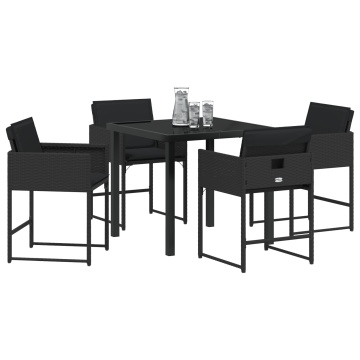 Set mese grădină 5 piese cu perne Negru din Rattan PE - Img 3