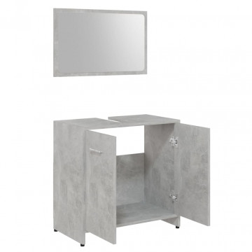Set mobilier baie, 3 piece, gri beton, lemn prelucrat - Img 5