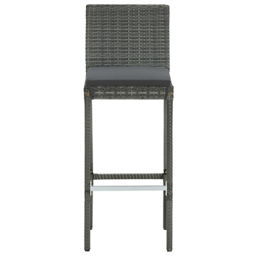 Set mobilier bar de exterior cu perne, 3 piese, gri, poliratan - Img 8