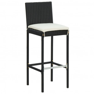 Set mobilier bar de exterior cu perne, 7 piese, negru poliratan - Img 2
