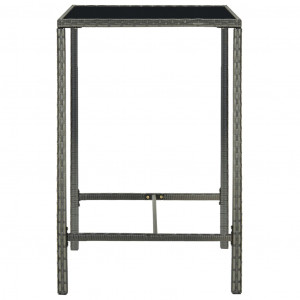 Set mobilier bar de grădină, cu perne, 3 piese, gri, poliratan - Img 4