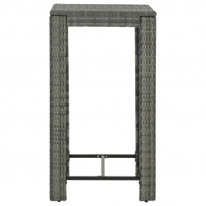 Set mobilier bar de grădină cu perne, 5 piese, gri, poliratan - Img 7