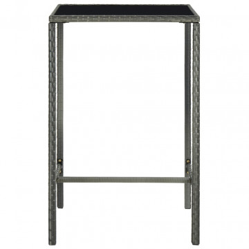 Set mobilier bar de grădină cu perne, 5 piese, gri, poliratan - Img 6