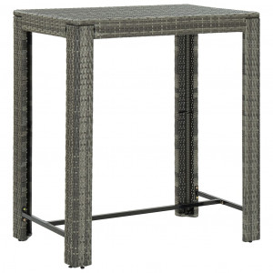 Set mobilier bar de grădină cu perne, 7 piese, gri, poliratan - Img 5