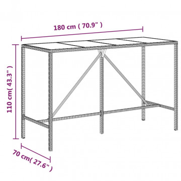 Set mobilier bar de grădină, cu perne, 9 piese, gri, poliratan - Img 6