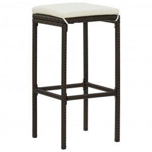 Set mobilier bar de grădină cu perne, 9 piese, maro, poliratan - Img 3