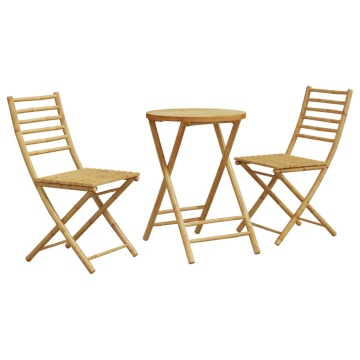 Set mobilier bistro, 3 piese, bambus - Img 1