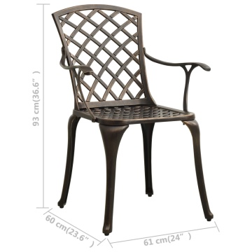 Set mobilier bistro, 3 piese, bronz, aluminiu turnat - Img 7