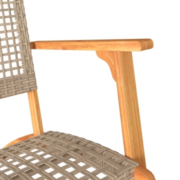 Set mobilier bistro, 3 piese, poliratan bej/lemn de acacia - Img 7