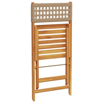 Set mobilier bistro, 3 piese, poliratan bej/lemn masiv - Img 6