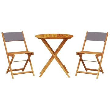 Set mobilier bistro, 3 piese, textil antracit/lemn masiv - Img 2