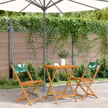 Set mobilier bistro, 3 piese, textil model frunze/lemn masiv - Img 1