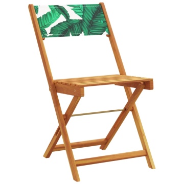 Set mobilier bistro, 3 piese, textil model frunze/lemn masiv - Img 3