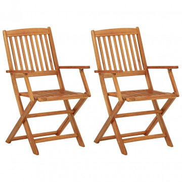 Set mobilier bistro pliabil, 3 piese, lemn masiv de acacia - Img 6
