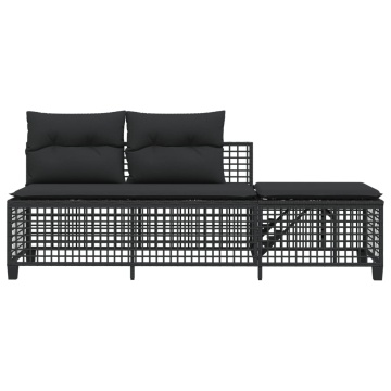 Set mobilier colțar de grădină cu perne 3 piese negru poliratan - Img 6
