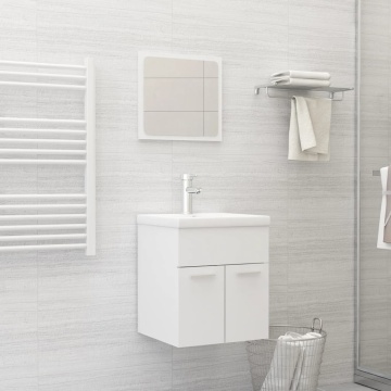 Set mobilier de baie, 2 piese, alb, PAL - Img 1